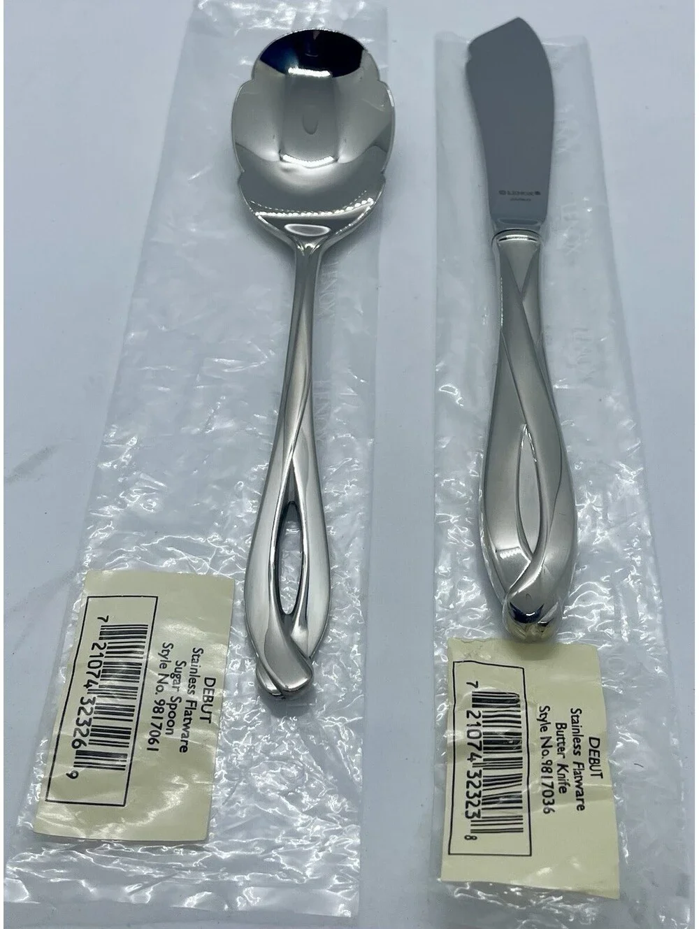 Lenox DEBUT 18/8 Japan Kirk Stieff Collection Sugar Shell Spoon & Butter Knife